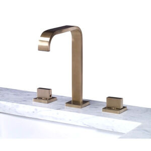 AMBELLA SINK FAUCET SATIN BRASS INTERIOR DESIGN POWDER ROOM MODEL 01090-190-700